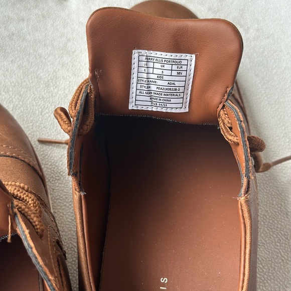 Perry Ellis Portfolio Brown Kids  Lace Up Dress Shoe  Size 6 - Picture 5 of 8
